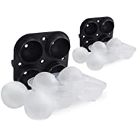 Paquete de 2 bandejas de silicona para cubitos de hielo- 4 bolas de hielo con tapa- moldes grandes sin BPA- perfectos…